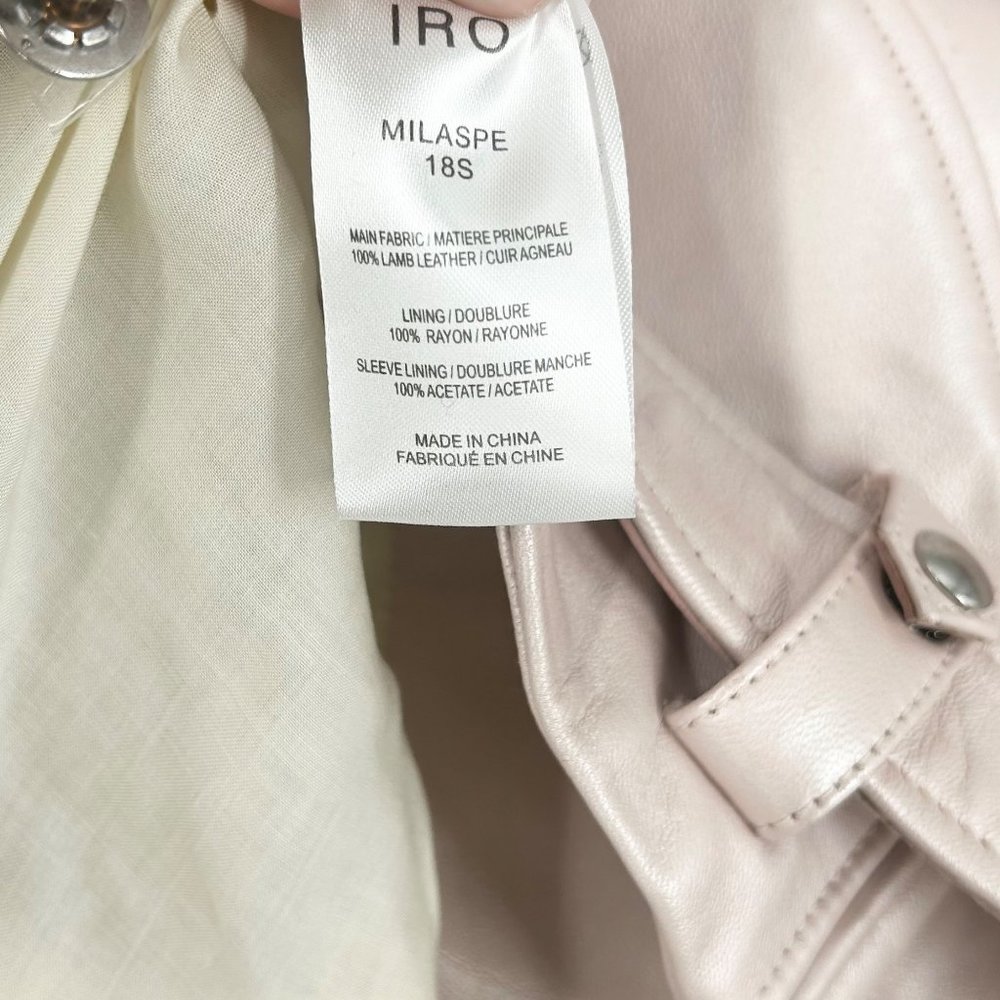 NWT Iro Milaspe Pearl Pink Lamb Leather Moto Jacket - Picture 7 of 11